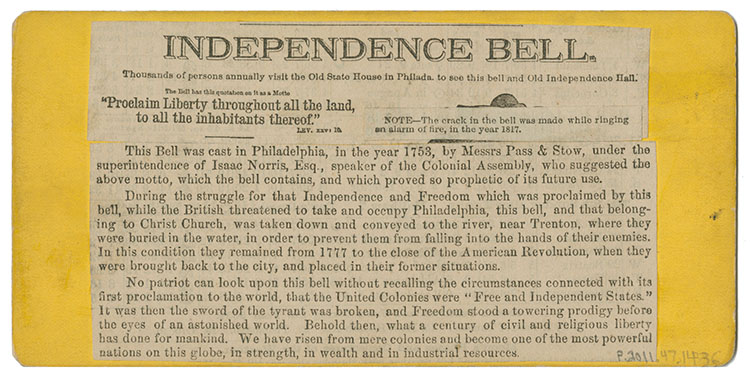 James Cremer, Old Liberty Bell – 1776, ca. 1873.